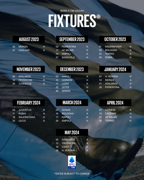 Serie A 23/24, il calendario: Inter-Monza alla 1ª giornata