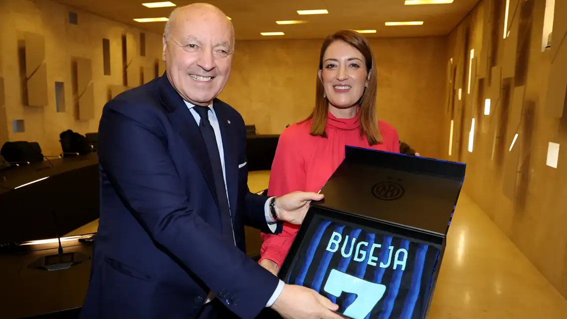 Inter President Marotta and the President of the European Parliament ...