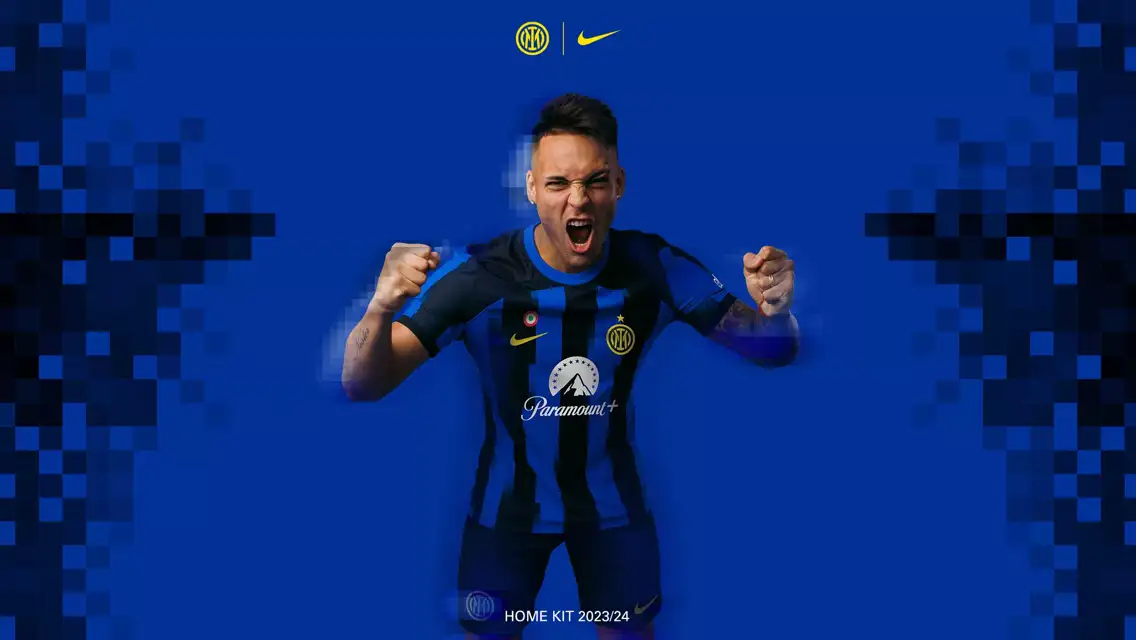 Inter and Nike present 2023/24 Home shirt. Paramount+ front jersey partner